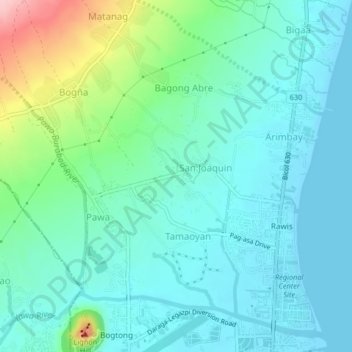 Mapa topográfico Dita, altitud, relieve