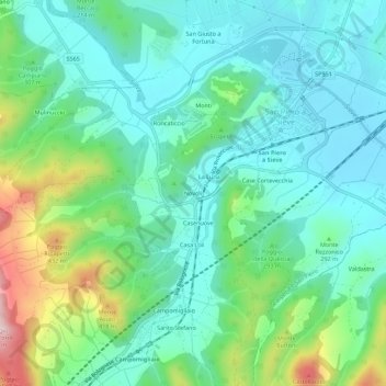 Mapa topográfico Novoli, altitud, relieve