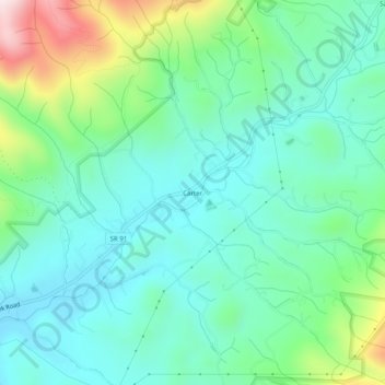 Mapa topográfico Carter, altitud, relieve