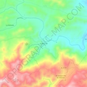 Mapa topográfico El Marchal, altitud, relieve
