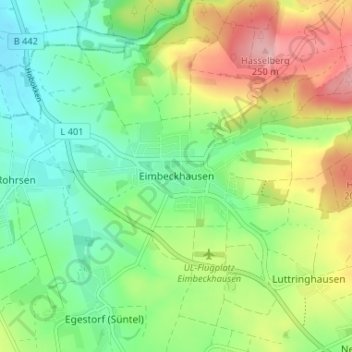 Mapa topográfico Eimbeckhausen, altitud, relieve