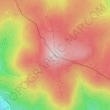 Mapa topográfico Puy de Montoncel, altitud, relieve