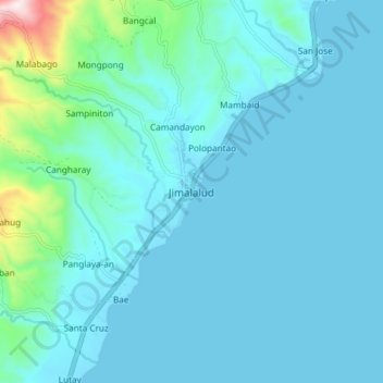 Mapa topográfico Jimalalud, altitud, relieve