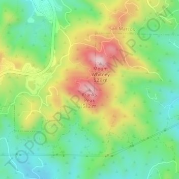Mapa topográfico Franks Peak, altitud, relieve