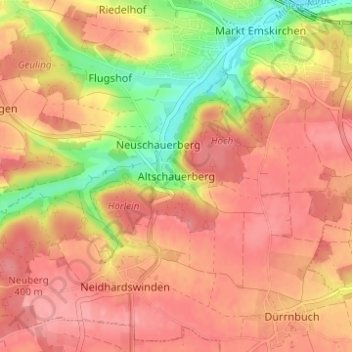 Mapa topográfico Altschauerberg, altitud, relieve