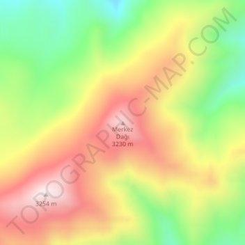 Mapa topográfico Merkez Dağı, altitud, relieve