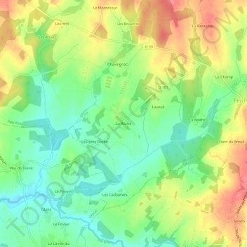 Mapa topográfico La Roche, altitud, relieve