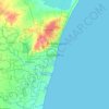 Mapa topográfico Puducherry, altitud, relieve