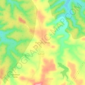 Mapa topográfico Multani Tanda, altitud, relieve