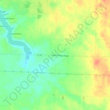 Mapa topográfico Ford City, altitud, relieve