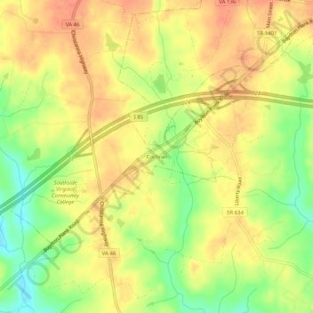 Mapa topográfico Cochran, altitud, relieve