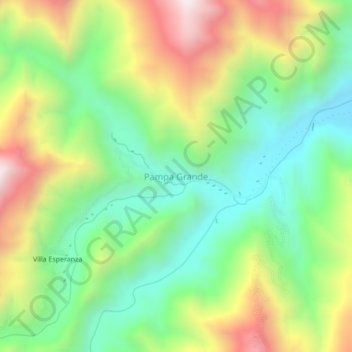Mapa topográfico Pampa Grande, altitud, relieve