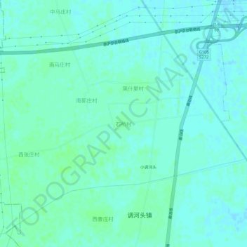 Mapa topográfico Shiqiaocun, altitud, relieve