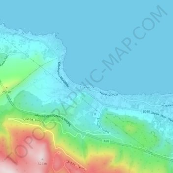 Mapa topográfico Stalida, altitud, relieve