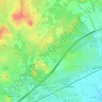 Mapa topográfico Les Bosquets, altitud, relieve
