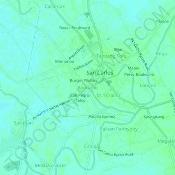 Mapa topográfico Bonifacio, altitud, relieve