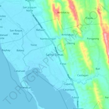 Mapa topográfico Santo Tomas, altitud, relieve