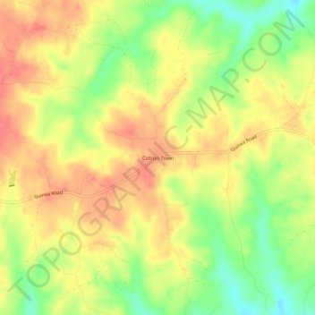 Mapa topográfico Cotton Town, altitud, relieve