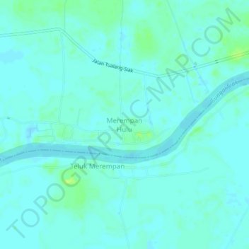 Mapa topográfico Merempan Hulu, altitud, relieve