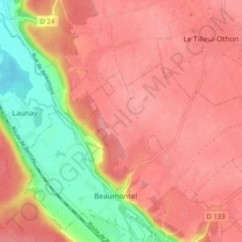 Mapa topográfico Le Bosc Anglier, altitud, relieve