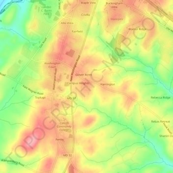 Mapa topográfico Maple Crest, altitud, relieve