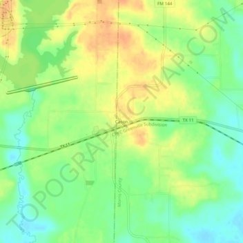 Mapa topográfico Cason, altitud, relieve