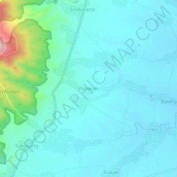 Mapa topográfico Panekan, altitud, relieve