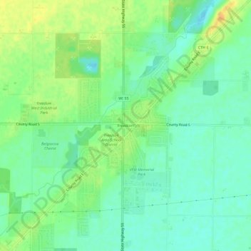 Mapa topográfico Freedom, altitud, relieve