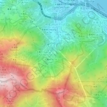Mapa topográfico Lo Lau Uk, altitud, relieve