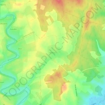 Mapa topográfico Andenas, altitud, relieve