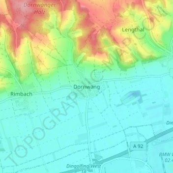 Mapa topográfico Dornwang, altitud, relieve