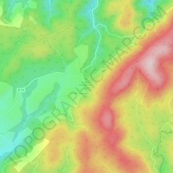 Mapa topográfico Les Escudiés Bas, altitud, relieve