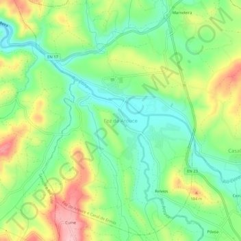 Mapa topográfico Foz de Arouce, altitud, relieve