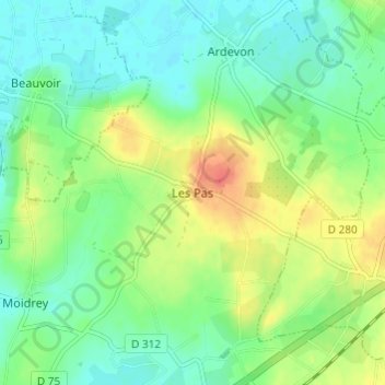 Mapa topográfico Les Pas, altitud, relieve