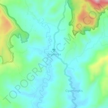 Mapa topográfico Tegallega, altitud, relieve