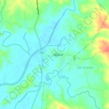 Mapa topográfico Poblacion, altitud, relieve