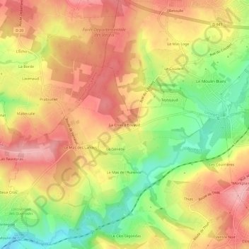 Mapa topográfico La Croix d'Envaud, altitud, relieve