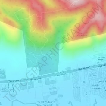 Mapa topográfico Vía a la Costa, altitud, relieve