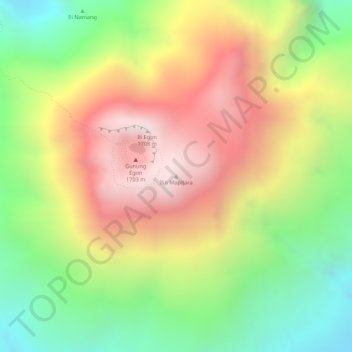 Mapa topográfico Ilin Mapitara, altitud, relieve