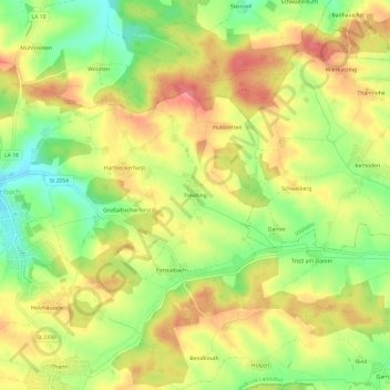 Mapa topográfico Freidling, altitud, relieve