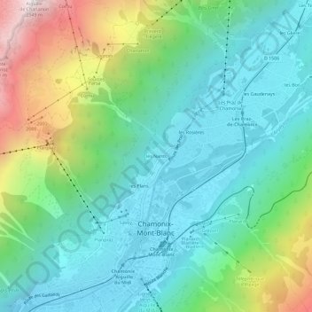 Mapa topográfico Les Nants, altitud, relieve
