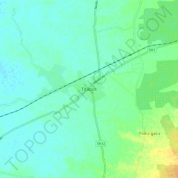Mapa topográfico Titabor, altitud, relieve