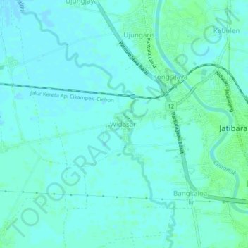 Mapa topográfico Widasari, altitud, relieve