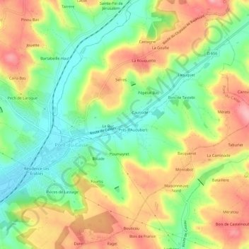 Mapa topográfico Bellile, altitud, relieve