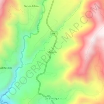 Mapa topográfico Sillagoto, altitud, relieve