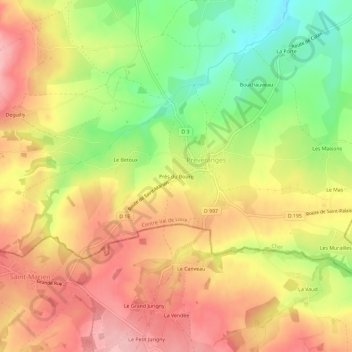Mapa topográfico Près du Bourg, altitud, relieve