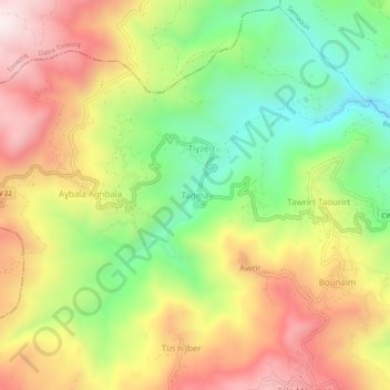 Mapa topográfico Tagma, altitud, relieve