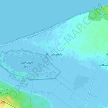 Mapa topográfico Börgerende, altitud, relieve