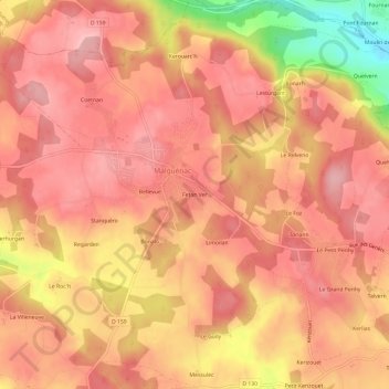 Mapa topográfico Fetan Ver, altitud, relieve