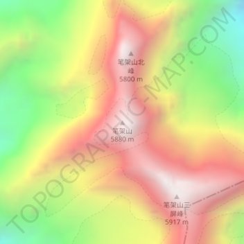 Mapa topográfico Bijia Shan, altitud, relieve